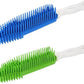 LandHope 2 Pack Pet Hair Removal Tool Pet Hair Remover Rubber Cat Hair Remover Portable for Carpet Clothes Furniture Sofa Leather Car Seat Bath with Massage Effect (Green + Blue)