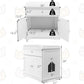PETSITE Cat Litter Box Enclosure, Large Cat Washroom End Table with Drawer & 2 Doors, Wooden Cat House Storage Cabinet, Hidden Litter Box Furniture, White