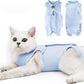 DOTON Cat Recovery Suit for Male and Female Surgical Post Surgery Soft Cone Onesie Shirt Clothes Neuter Licking Protective Diapers Outfit Cover Kitten Spay Collar(S, Blue)