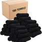 Arkwright Microfiber Gym Towel - Bulk Case of 180 - Super Soft, Quick Dry Workout Sweat Towels, 300 GSM Lightweight & Absorbent for Sports, Working Out, Yoga, and Spa, 16 x 27 in, Black