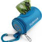 Dog Poop Bag Holder for Leash Doggie Waste Bag Dispenser Soft Fabric Puppy Potty Carrier Small Doggy Zipper Pouch with Carabiner Clip 1680D Nylon Oxford with 1 Roll of Pet Trash Bags, Sky Blue