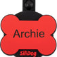 SiliDog AirTag Holder Silent Dog ID Tag – Personalized Engraved Silicone Pet Tag – Durable, Glow-in-The-Dark – Red Bone