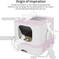 RIZZARI Cat Litter Box, Foldable Cat Box with Drawer, Large Capacity Litter Box with Lid, Top Opening Litter Pan for Small to Big Cats (Pink-Stainless Steel Basin)