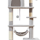 Taoqimiao Cat Tree, 68-Inch Cat Tree Cat Tower for Indoor Cats, Plush Multi-Level Cat Condo with 6 Scratching Posts, 2 Perches, 2 Caves,Hammock, 3 Pompoms,MS020SW Light Gray