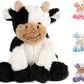 Black and White Cow Weighted Stuffed Animal 20cm/7.87in Cute Sitting Cow Plush Toy with Smile Soft Fluffy Small Farm Plushie for Kids Adults Birthday Festival Gift Bed Home Office Decor Toys