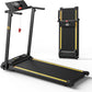 UREVO Treadmill with Desk Workstation, Walking Pad Treadmills for Home Office, Under Desk Compact Design Treadmill with HIIT Programs, Remote Control, LED Display