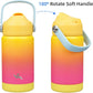 Insulated Water Bottle with Straw Lid,12 oz Stainless Steel Vacuum Metal Bottle with Silicone Handle,Rainbow