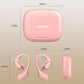 Open Ear Headphones, Bluetooth 5.4 Headphones Sports, Premium Sound with HD Mic Wireless Earbuds, 48H Playtime LED Power Display Ear Buds, IPX7 Lightweight Comfort Earphones for Running, Pink