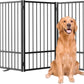 Full Metal Freestanding Dog Gate with Door, 36''Height Foldable Pet Dog Fence for Indoor & Outdoor, 3 Panels Extra Wide Free Standing TallDog Gates for Doorways,House,Stairs,Porch,Deck,Yard