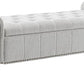 58’’ Storage Bench for Bedroom, Upholstered Button-Tufted Ottoman with Solid Wood Legs, Queen Size End of Bed Shoe Cabinet, Window Seat Foot Rest Stool for Entryway, Living Room (Silver)