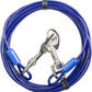 BV Dog Tie Out Cable 15 Feet - Heavy Duty Dog Lead Up to 60 Pounds - Reflective & Rust-Free with Quick Release Swivel Clips & 360° Rotating Clasp - Tangle-Free Dogs Runner for Yard (Blue, Single)
