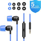 LUDOS Clamor Wired Earbuds in-Ear Headphones, 5 Years Warranty, Earphones with Microphone, Noise Isolating Ear Buds, Memory Foam for iPhone, Samsung, School Students, Kids, Women, Small Ears - Blue