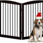 Freestanding Pet Gate for Dogs, Indoor Wooden Foldable Dog Gate for House, Doorway, Stair, 80 Inch Wide, 4 Panels 32",Brown