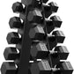 PAPABABE Hex Dumbbell Sets with Rack, 60-550lb Rubber Coated Dumbbell Weight Set and Storage Rack, Multiple Options Hand Weights for Strength Training