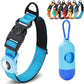 JSXD AirTag Dog Collar, Night Reflective Nylon Dog Collar for Small Medium Large Dogs,Lockable Quick Release Buckle,Padded Breathable Pet Collar with AirTag Holder (Blue, Large)