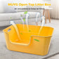 Large Low Entry Litter Box with High Sides,Plastic Cat Litter Pan Open Top Anti-Splashing Kitten Litter Box,Yellow Low Entrance Cat Toilet Easy to Clean