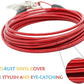 Petest 30ft Tie-Out Cable with Crimp Cover for Heavy Dogs Up to 125 Pounds Black & Red