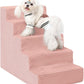 Dog Stairs for Small Dogs,22" H,5-Step Dog Steps for Bed and Couch with High Density Foam,Non-Slip Pet Steps for Doggy and Cat,Pet Stairs with a Washable Cover,Pink