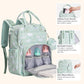 BabbleRoo Diaper Bag Backpack - Baby Essentials, Travel Essentials Baby Bag with Changing Pad, Stroller Straps & Pacifier Case - Unisex, Green Birdy