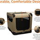 Amazon Basics Folding Soft Crate for Cat, Dog, Rabbit, Portable and Collapsible, 36 Inch, Tan, L 36" x 24" x 24"