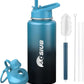 Insulated Water Bottle 32 oz, Triple Wall Vacuum Stainless Steel(Cold for 48 Hrs),Leak Proof & BPA-Free,Simple Modern Water Bottle with Drink-Through Lid & Flip Straw for Sports & Travel, Indigo-Black