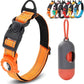 JSXD AirTag Dog Collar, Night Reflective Nylon Dog Collar for Small Medium Large Dogs,Lockable Quick Release Buckle,Padded Breathable Pet Collar with AirTag Holder (Orange, Medium)