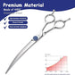 7'' Dog Grooming Scissors CNC 440C Blades Sharp and Durable Polished Curved Dog Shears with Blue Diamond Adustable Screws Easy to Use for Groomer and Home User