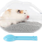 BUCATSTATE Sand Bath Container for Hamster Large Transparent Hamster Toilet with Scoop Dwarf Sandbox Dust Bathtub Small Animals Bathroom Hamster Cage Accessories (Transparent, Large)