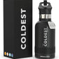 Coldest Insulated Water Bottle with Straw Lid - Stainless Steel Metal Insulated Bottle for Men & Women (Stealth Black, 12 oz)
