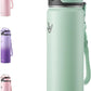 Enerbone 24 oz Insulated Water Bottle, Stainless Steel Bottle with Carrying Strap, Double-Wall Vacuum Insulation Design, Leakproof Sports Bottle with Straw, Keep Drinks Cold or Hot for Hours