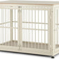 48" Rustic Heavy Duty Dog Crate Furniture for Extra Large Dogs, Decorative Pet House End Table, Wooden Cage Kennel Furniture Indoor, Double-Doors Sturdy Dog Cage