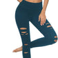DIBAOLONG Womens High Waist Yoga Pants Cutout Ripped Tummy Control Workout Running Yoga Skinny Leggings
