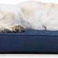 Furhaven Cooling Gel Dog Bed for Large Dogs w/ Removable Bolsters & Washable Cover, For Dogs Up to 95 lbs - Quilted Sofa - Navy (Blue), Jumbo/XL