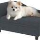 PawHut Luxury Fancy Dog Couch with Hidden Storage, Small Dog Sofa Bed with 2" Soft Foam, Modern Pet Furniture for Puppies & Little Breeds, Dark Gray