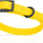 Dogline Biothane Waterproof Dog Collar Strong Coated Nylon Webbing with Black Hardware Odor- Proof for Easy Care Easy to Clean High Performance Fits Small Medium or Large Dogs, Lemon Yellow
