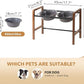 7.1inch Ceramic Adjustable Raised Double Bowls Set with Stand, 3 Heights Elevated, 2 Placement Options,Food and Water Bowls for Medium and Large Dog(Reactived Glaze -Grey)