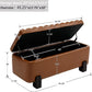 Kmax 45" Storage Bench PU Leather Entryway Bench Upholstered Ottoman Bench with Wavy Top & Safty Hinge for Bedroom Living Room Hallway, Brown