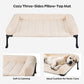Veehoo Cooling Elevated Dog Bed with Fluffy Plush Bolster Cushion, Indoor Raised Dog Beds for Large Dogs, Soft Pet Sofa Cot with Removable Washable Mat, No-Slip Feet, 59 x 37 inches, Cream White