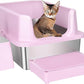 RIZZARI Large Stainless Steel Cat Litter Box: Open Top Leak-Proof Large Cat Pan - Odor Control for Indoor Multi-Cat Homes (Light Pink, 23.8" L*16" W*12" H)