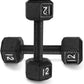 WF Athletic Supply Cast Iron Solid Hexagon Gray/Black Dumbbells, Strength Training Free Weights Set of 2 for Women and Men, Hand Weights Sold by Pairs, Multi-Select Size Options Available
