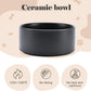 SPUNKYJUNKY Ceramic Dog Bowls with Acacia Wood Stand - Raised Dog Food and Water Bowl Set for Small Dogs (13.52 OZ, Black)