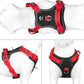 PHOEPET No Pull Dog Harness, Unique Colors Reflective Adjustable Dog Vest, with Soft Training Handle Metal Clips for Small Medium Large Dogs (Black Base & Red Straps,S)