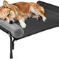 Veehoo Medium Elevated Dog Bed, Outdoor Raised Dog Cot Hammock Bed with One-Sided Removable Headrest Bolster, Cooling Breathable Washable Teslin Mesh, Off Ground, Anti-Slip, M, CWC2204BCP
