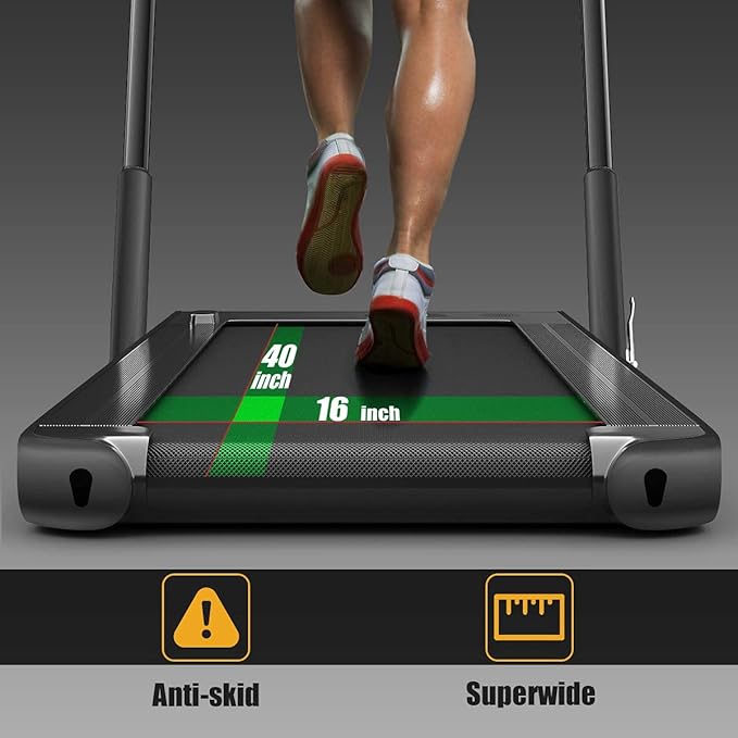 Goplus 2 in 1 Folding Treadmill, 2.25HP Under Desk Electric Superfit Treadmill, Installation-Free with APP Control, Remote Control, Bluetooth Speaker, LED Display, Walking for Home