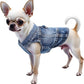 Puppy Clothes for Small Dogs Boy,Classic Western Denim Dog Coat,Dog Jeans Jacket with Leash D-Ring,Pet Cat Costumes,Cooling Harness Vest for Walking (Blue, Small)
