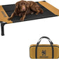 ONETIGRIS Elevated Dog Cot, Raised Bed for Medium Large Dogs Indoor Outdoor Cooling Elevated Dog Beds with Breathable Teslin Mesh and No-Slip Feet (Brown, Large)