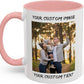 Personalized Coffee Cup with Photo, Logo or Text - Custom Both Sides Printed Mug for Him & Her - Unique Customized Gifts with Names - White/Pink