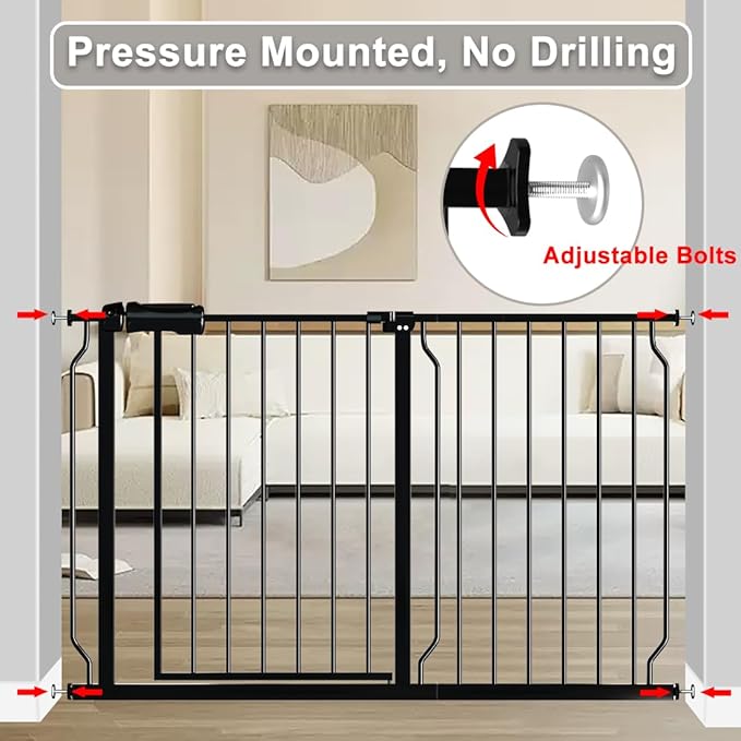 Fairy Baby Extra Wide Baby Gate 85.8-90.5 Inch Wide, Walk Through Pressure Mounted No Drill, Long and Large Tension Gate for Pet and Kids