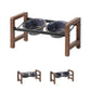 5.5inch Ceramic Adjustable Raised Double Bowls Set with Stand, 3 Heights Elevated, 2 Placement Options, Food and Water Dishes for Puppy, Cats（Double Bowls+Stand, Reactived Glaze -Grey