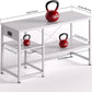 50-75 Gallon Fish Tank Stand with Power Outlet & LED Light, Metal Aquarium Stand with 3 Tier Adjustable Storage Shelves, Tank Stand for Reptile Tank, Turtle Tank, 52" L*19.5" W, White